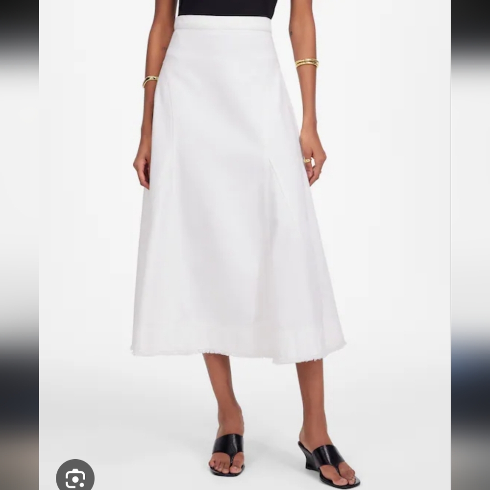 100% Linen Casual White Midi Skirt Size 10